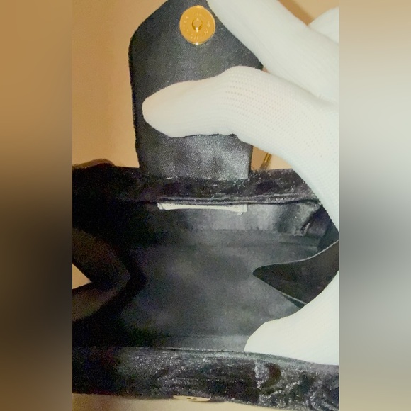 Vanessa Black Velvet Evening Bag Clutch Paisley Design - Picture 13 of 14